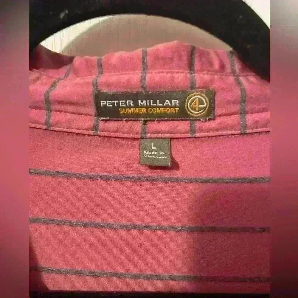 Peter Millar summer collection mauve striped polo size large - Picture 3 of 4